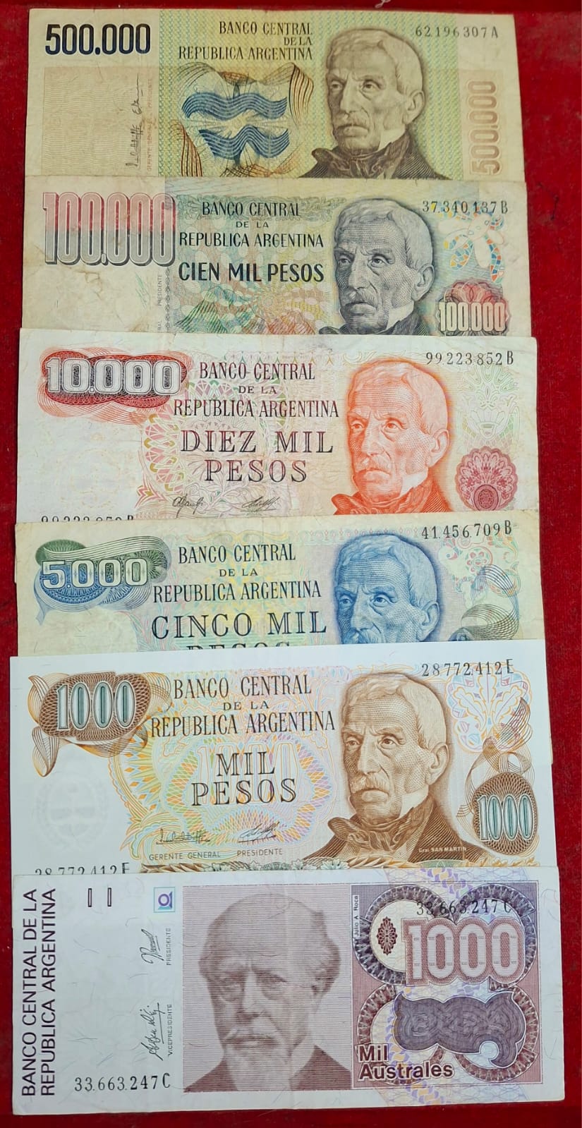 18 Different Argentina top condition all different denomination old Issue note set