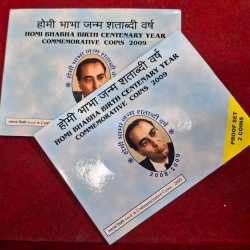 2 Coins Set of HOMI Bhabha Birth Centenary Proof Set Mumbai Mint Set Issued in 2009