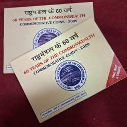 2 Coins Set of 60 Years of Commonwealth UNC Set Mumbai Mint Set Issued in 2009