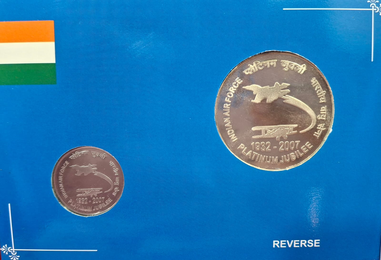 Extremely Rare 2 and 100 Rupees Indian Airforce Proof Set 2 Coin Set of 2007 Rare Set Kolkata Mint