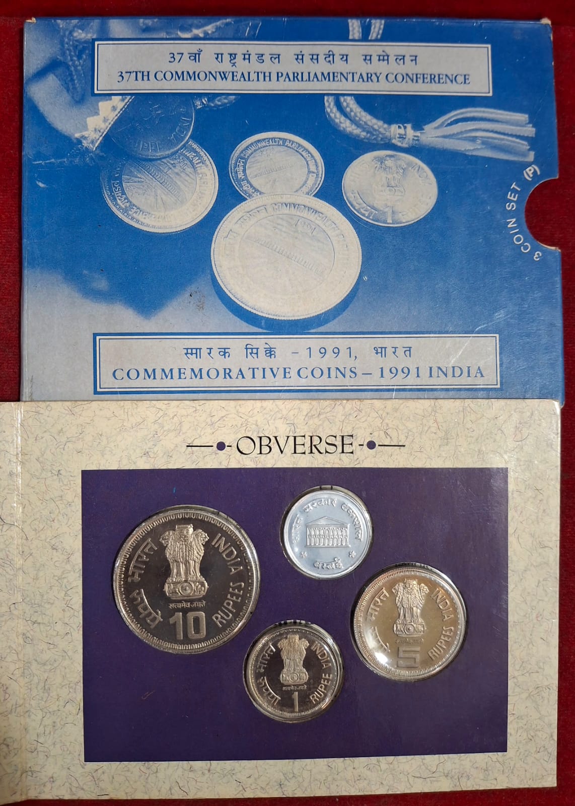 37th Commonwealth Parliament Conference 1991 Proof Set 3 Coins Bombay Mint