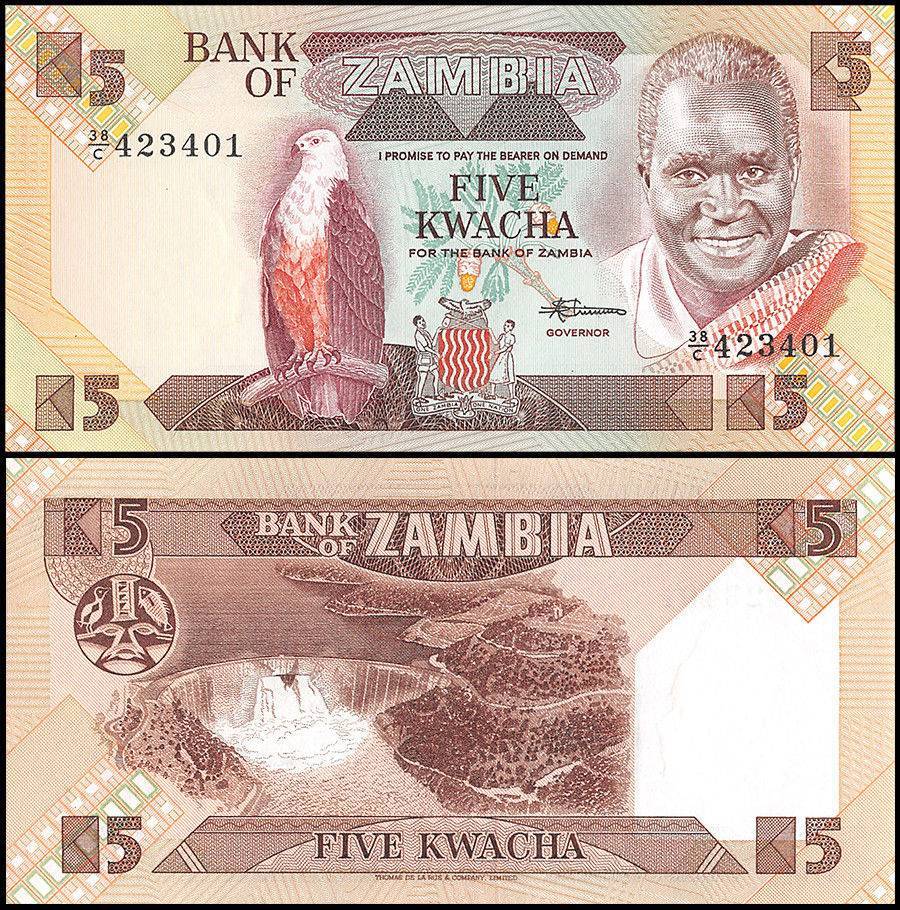 Zambia 5 Kwacha Banknote 1980 to 1988 ND P25d UNC Unique and Rare