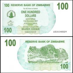 Zimbabwe 100 Dollars Bearer Cheque 2006 P42 UNC Unique and Rare