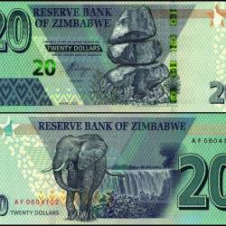 Zimbabwe World Banknote Series 20 Dollars Banknote 2020 P104 UNC Unique and Rare