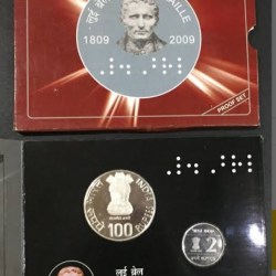 Rare 2 Rupee proof set of 200th births Anniversary of Louis Brallie 1809-2009 of kolkatta Mint