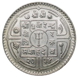 Copper-Nickel Rupee of Virendra Vira Vikrama(VS2034) of Nepal About UNC Grade