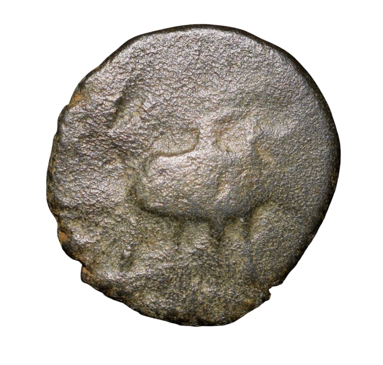 Copper-Alloy Coin of Bhimavarman(3rd Cen. AD) of Magh Dynasty of Kausambhi Bull/Inscription Rare