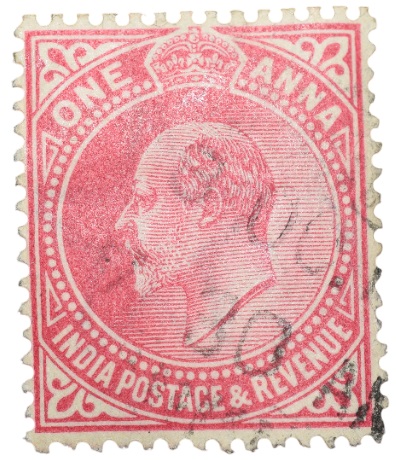 Postal Stamp of Edward VII 1 Anna Pink Clour - Used Condition as per image.