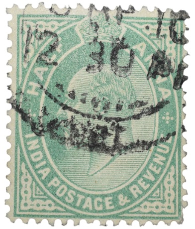 Postal Stamp of Edward VII 1/2 Anna Green Clour - Used Condition as per image.