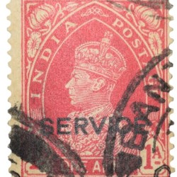Postal Stamp of George VI 1 Anna Red Colour - Used Condition as per image.