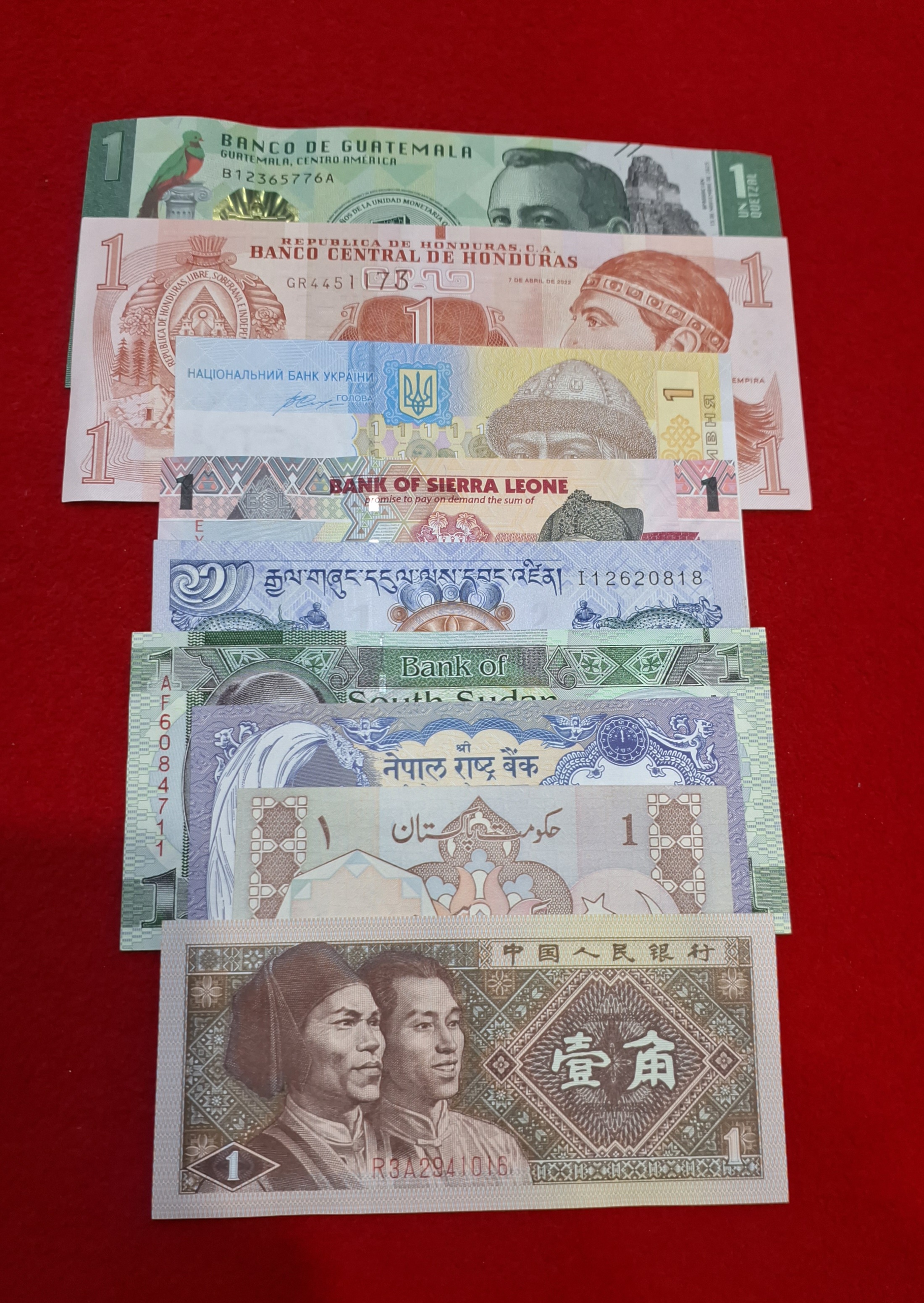 1 Rupee Denomination 9 Different Country's Notes Set in UNC Condition