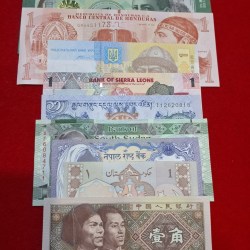 1 Rupee Denomination 9 Different Country's Notes Set in UNC Condition