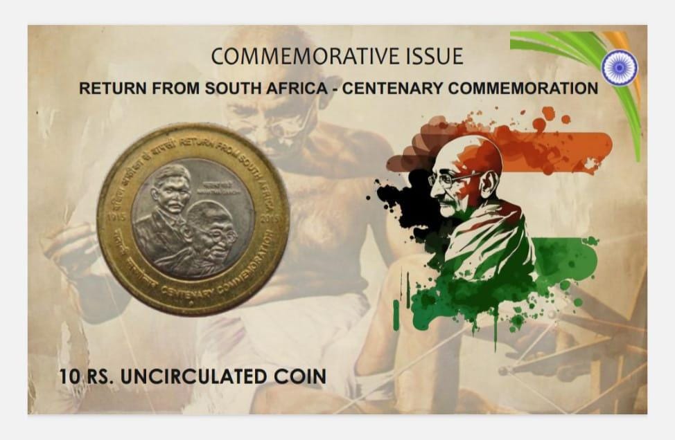 10 Rs. Return from South Africa rare Commemorative Coin Card Special Edition