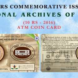 10 Rs National Archives of India rare Commemorative Coin Card Special Edition