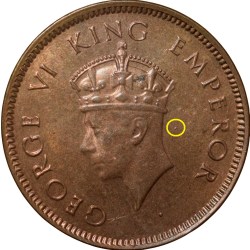 Bronze 1/4 Anna of George VI (AD1939) of Bombay Mint with Privy Mark Rare