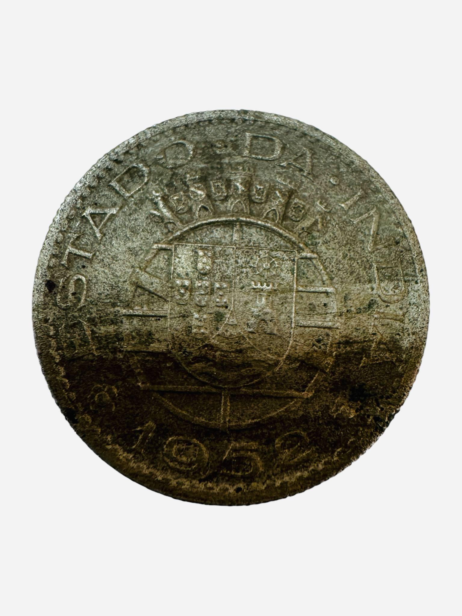 Half Rupee Portuguese India Year 1952 Unique and Rare