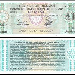 Argentina 1 Austral Banknote 1991 PS2711b1 UNC Unique and Rare