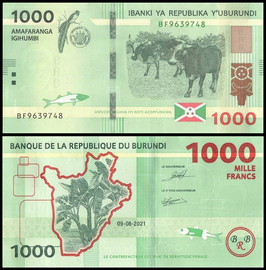 Burundi 1000 Francs Banknote 2021 P51a2 UNC Unique and Rare