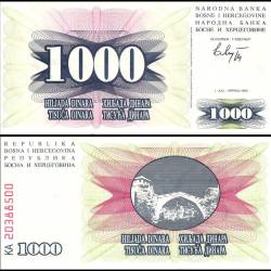 Bosnia & Herzegovina 1000 Dinara Banknote 1992 P15 UNC Unique and Rare