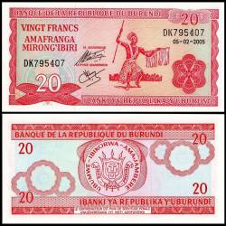 Burundi 20 Francs Banknote 2005 P27d5 UNC Unique and Rare