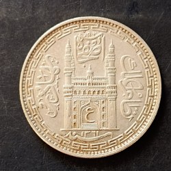 India🇮🇳 Princely State ........ . Nijam Charminar. Hyderabad State Silver🥈 One ₹ Condition. Excellent Same and similar piece available