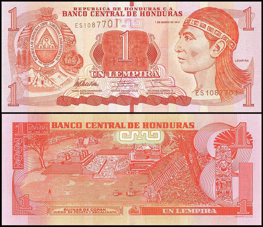 Honduras 1 Lempira Banknote 2012 P96a UNC Unique and Rare