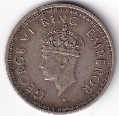 1944 British India Half Rupee George VI Lahore Mint Silver Coin