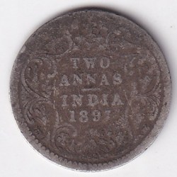 Two annas 1897 Victoria Empress Silver Coin Rare