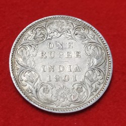 One Rupee Coin Silver Victoria Empress 1901 Bombay Mint Weight 11.66 GMS