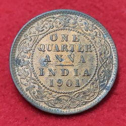 One Quarter Anna Victoria Empress 1901 Calcutta Mint