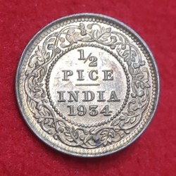 1/2 Pice George V 1934 Calcutta Mint GEM UNC Condition