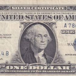 United States 1 Dollar Silver Certificate; Blue Seal 1957 series rare note