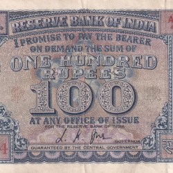 100 Rupees Diamond Governor L.K JAH Rare Note