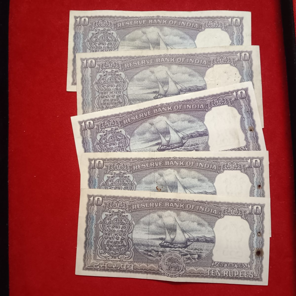 Ten Rs Daimond Issue Notes 5 Pcs Given Governor LK Jha or PC Bhattacharya Shown Image Extra fine Condition A15