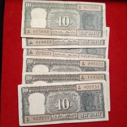 Ten Rs Rare Notes Back Side Mahatama Gandhi ji Read Bhagwat Geeta 10 Pcs Given Mix Governor BN Adarkar or LK Jha Good Condition A15