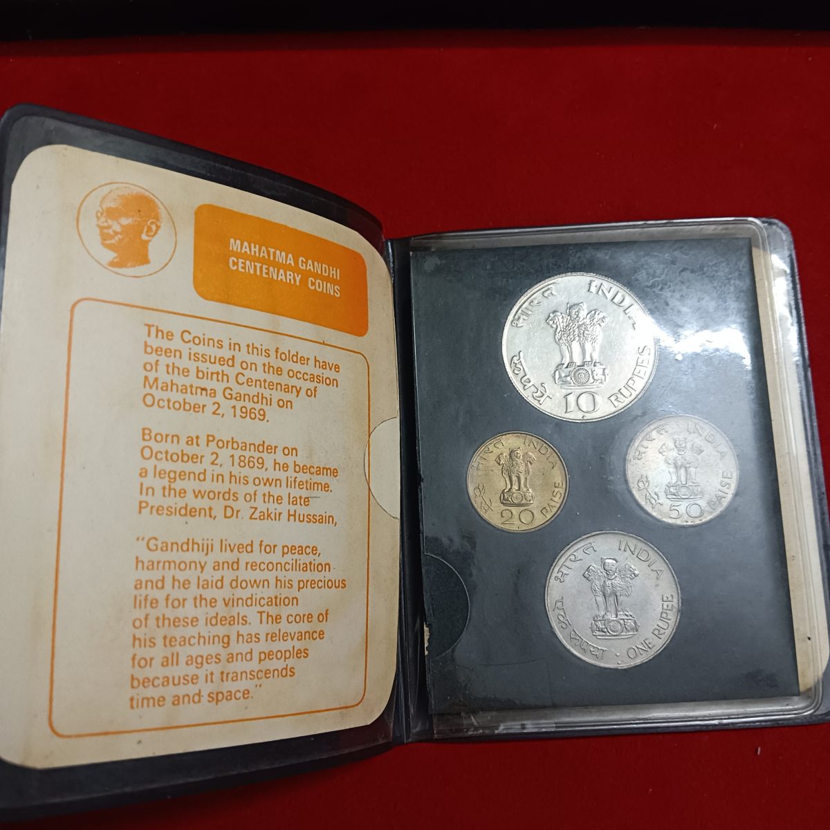 Extremely Rare Un Circulated Proof Coin Set Republic of India Mahatama Gandhi Centenary Coin Set 1969 Year Bombay Texal