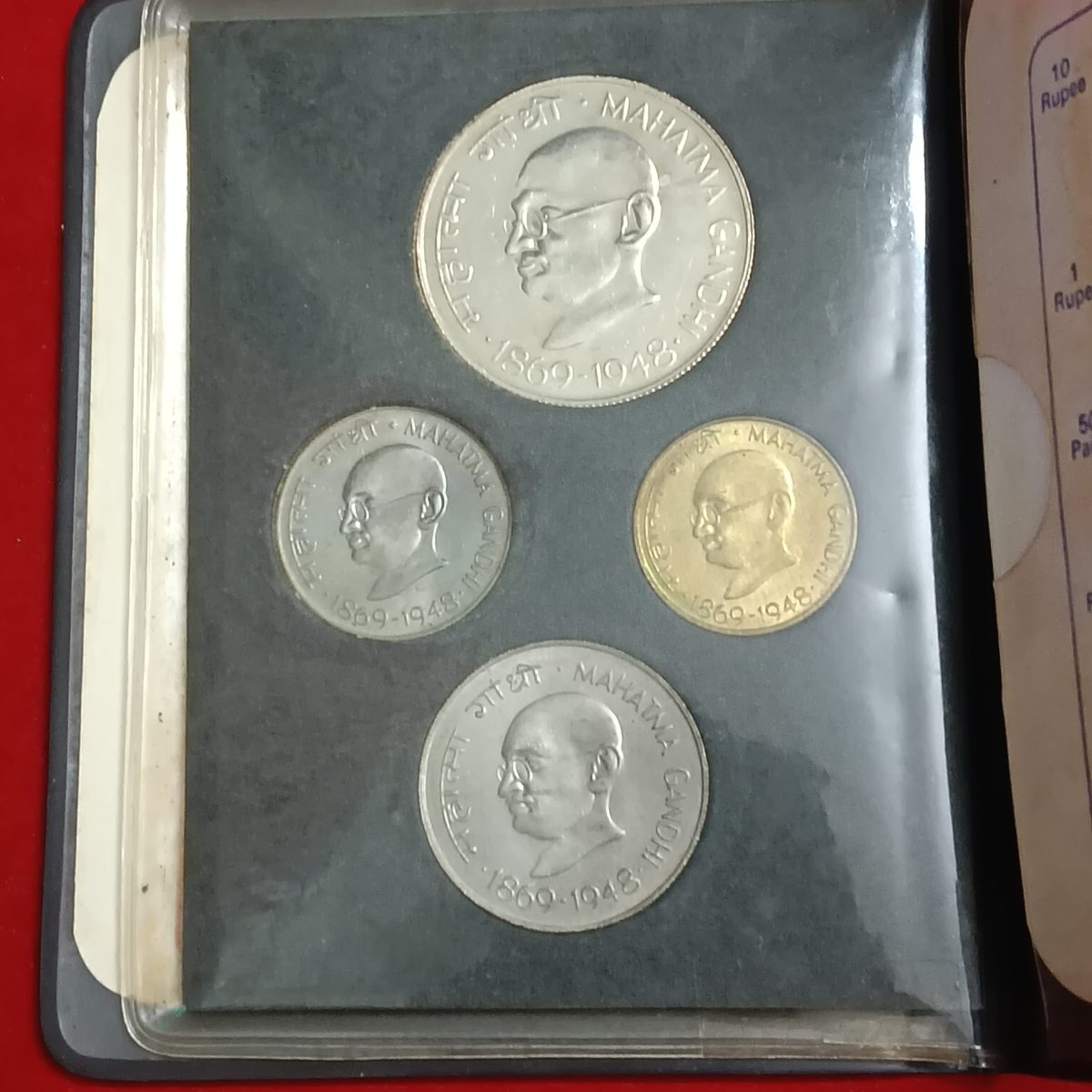 Extremely Rare Un Circulated Proof Coin Set Republic of India Mahatama Gandhi Centenary Coin Set 1969 Year Bombay Texal