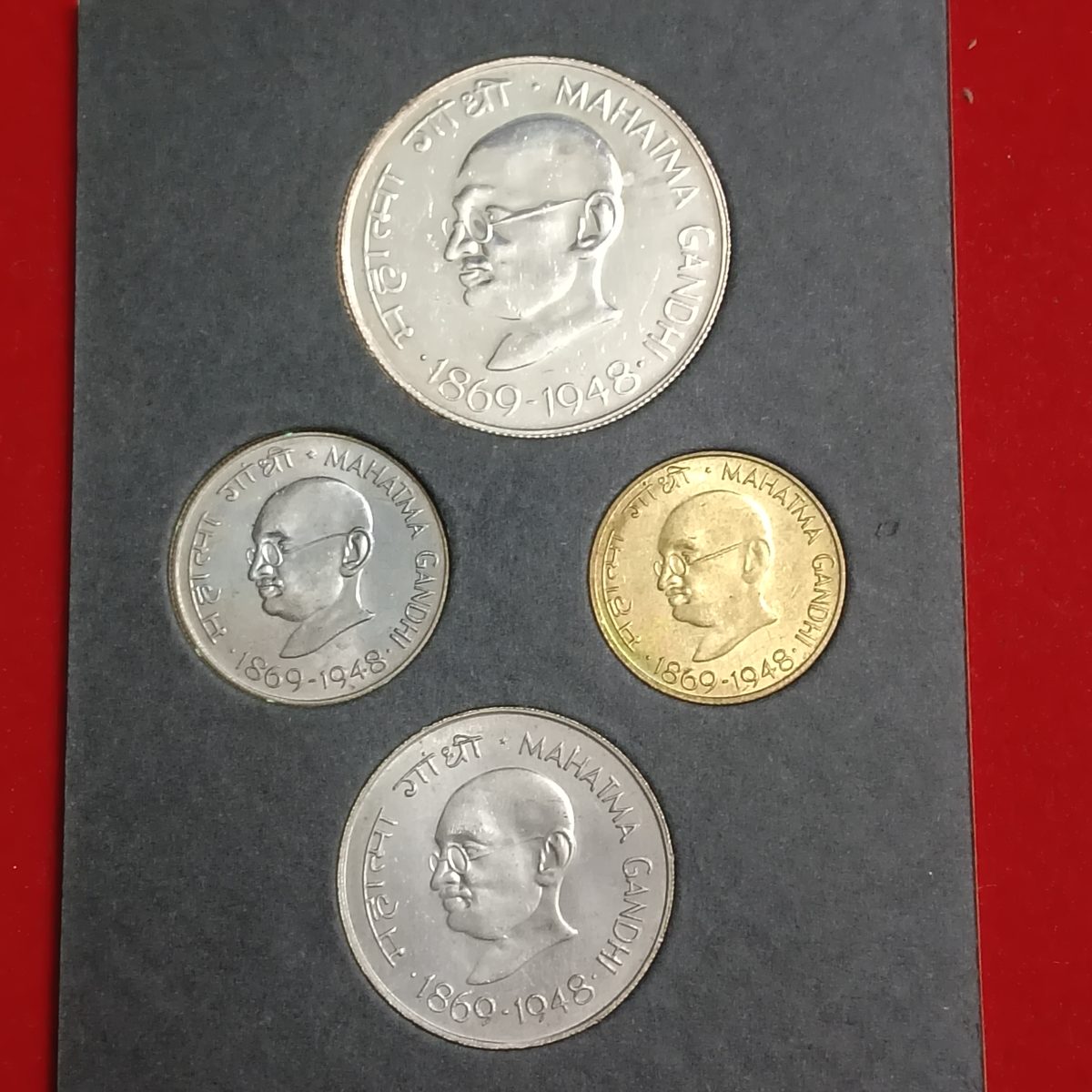 Extremely Rare Un Circulated Proof Coin Set Republic of India Mahatama Gandhi Centenary Coin Set 1969 Year Bombay Texal