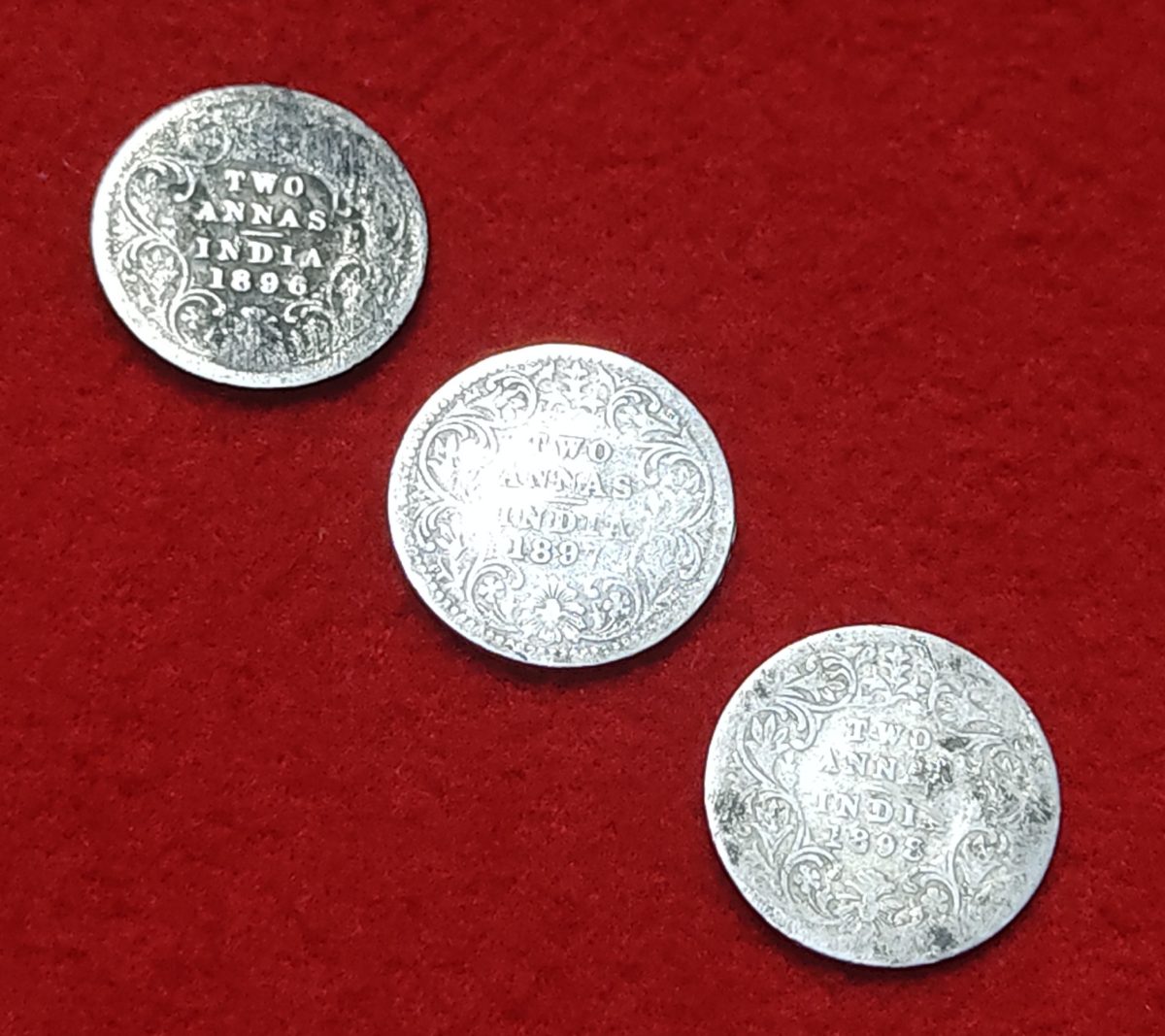 Two Anna Victoria Empress 3 Coin Set Year 1896,1897,1898
