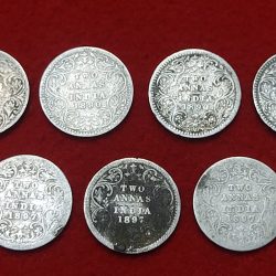 Two Anna Silver 7 Coin Set Victoria Empress