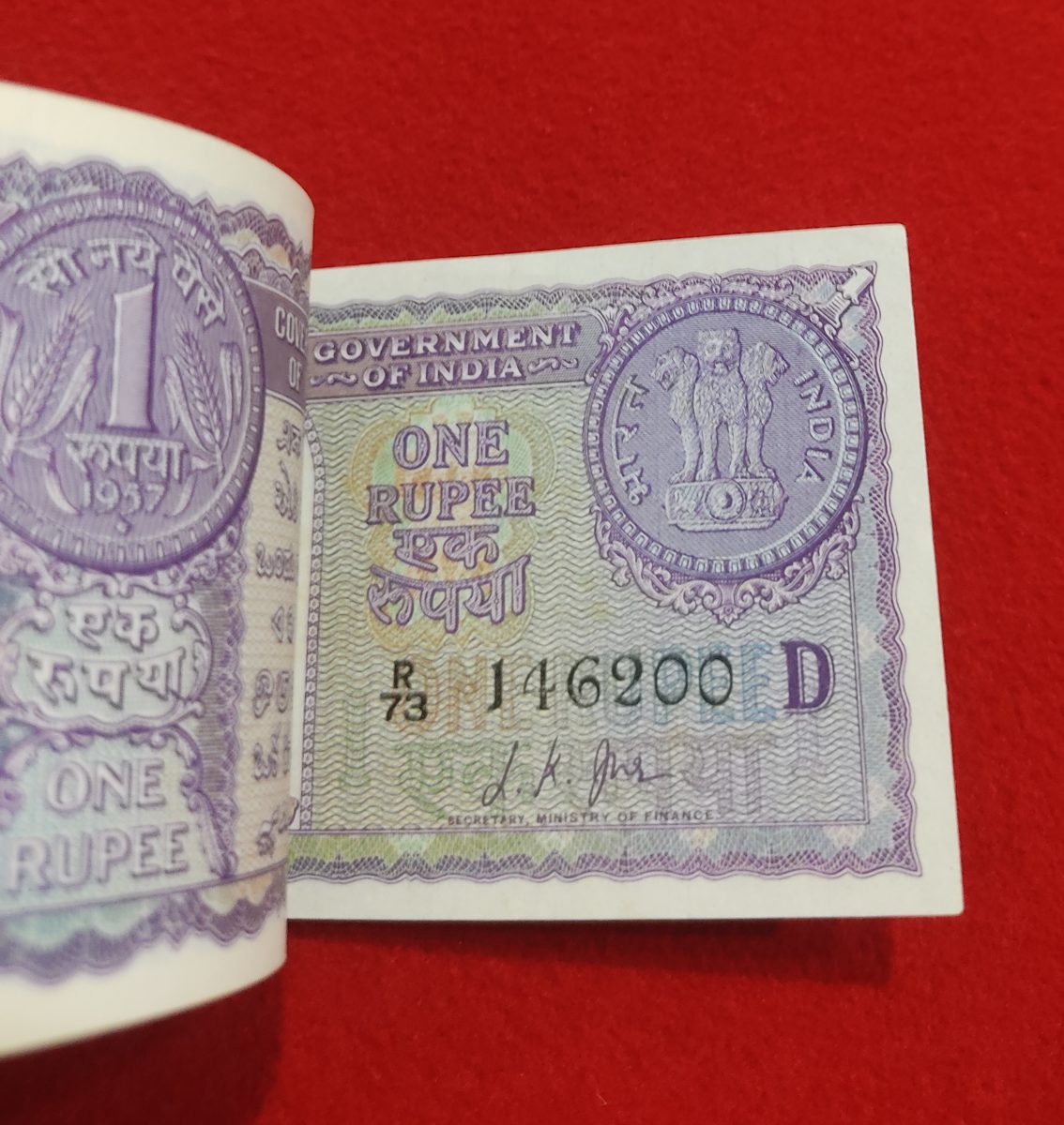 A-12 One Rupee Packet Secretary Minister L. K. JHA Year 1957 Milky White Chocolate Condition