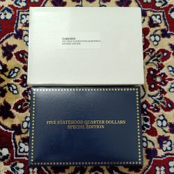 Extremely Rare Statehood Quarter Dollars United States of America Uncirculated Proof Coins Authenticity Certificate Morgan Mint By USA 24 Kt Gold Plated Issue Coin