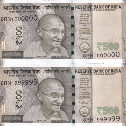 999999 & 1000000 Fancy Number 500 Rupees GEM 💎 UNC Rare (2 Note Set)