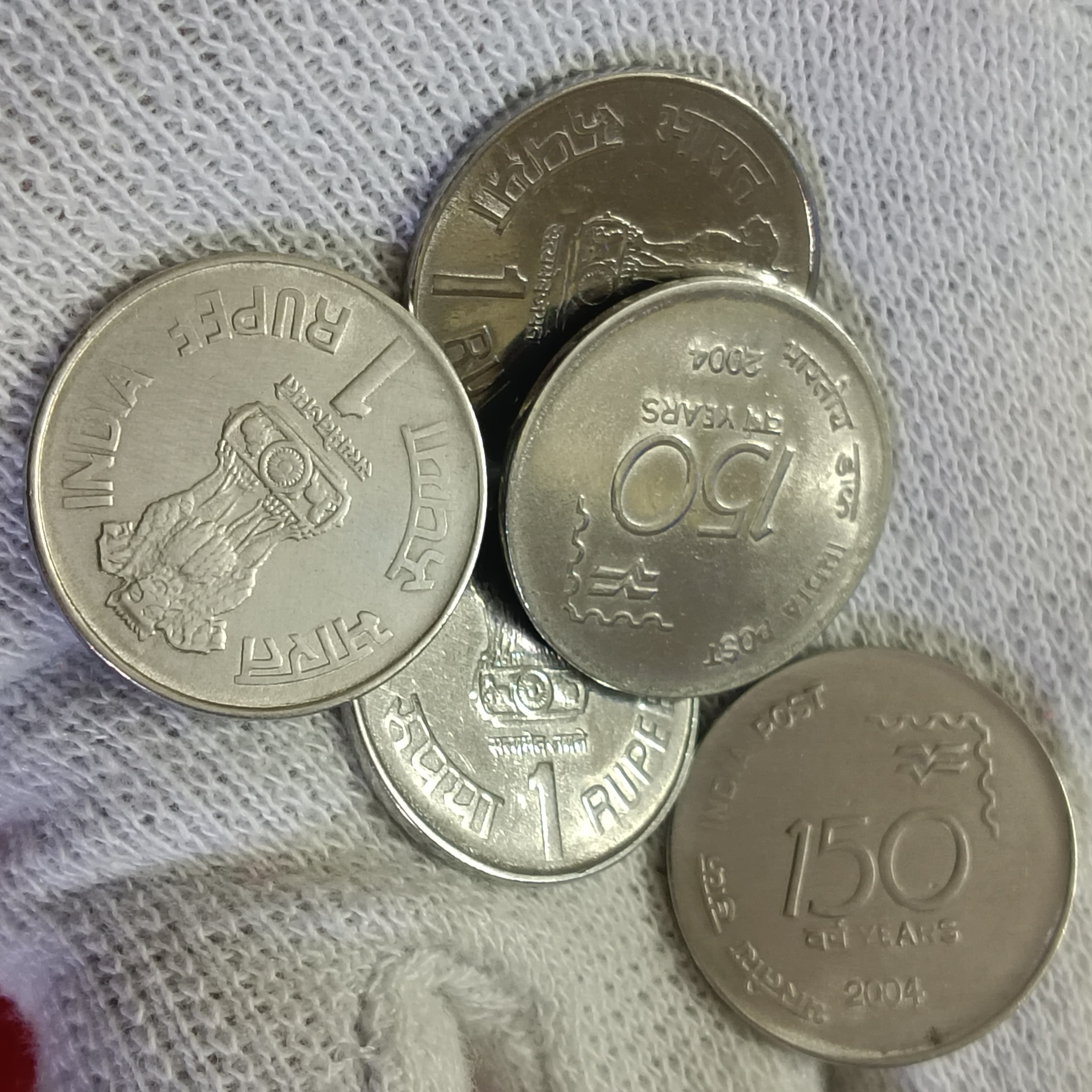 One Rs Scare Coin 150 Years of India Post FSS 2004 Year Calcutta Mint Good Condition 10 Pcs Given