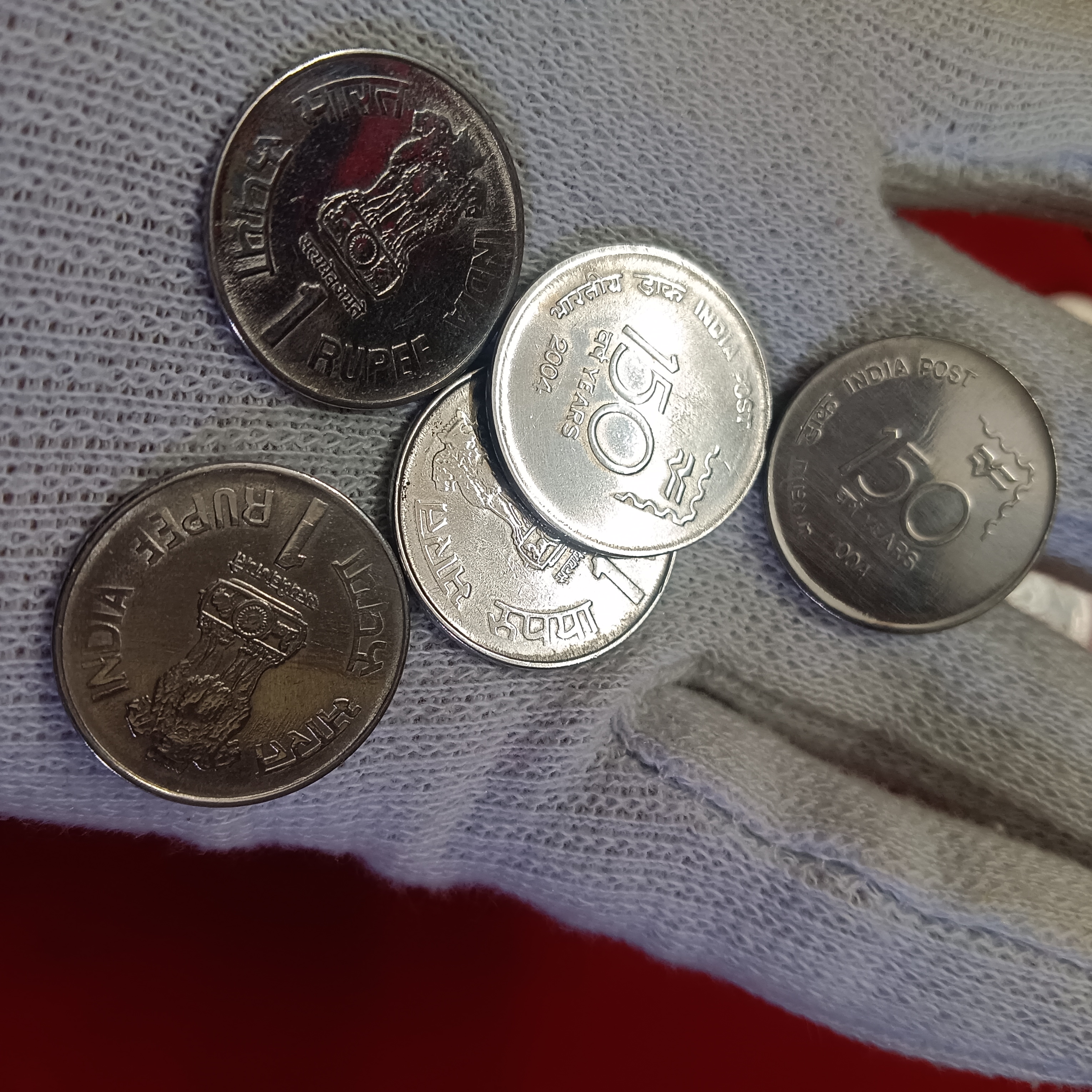 One Rs Scare Coin 150 Years of India Post FSS 2004 Year Calcutta Mint Good Condition 10 Pcs Given