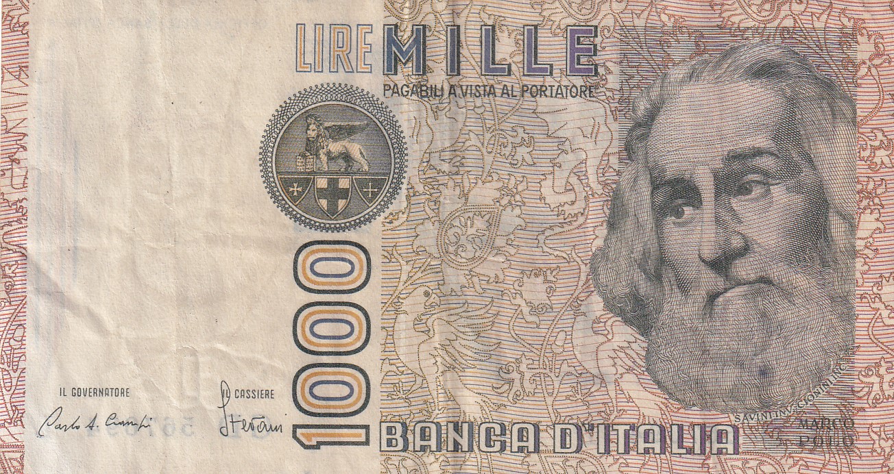 Italy 1000 Lire Lowest Price Note #B-2