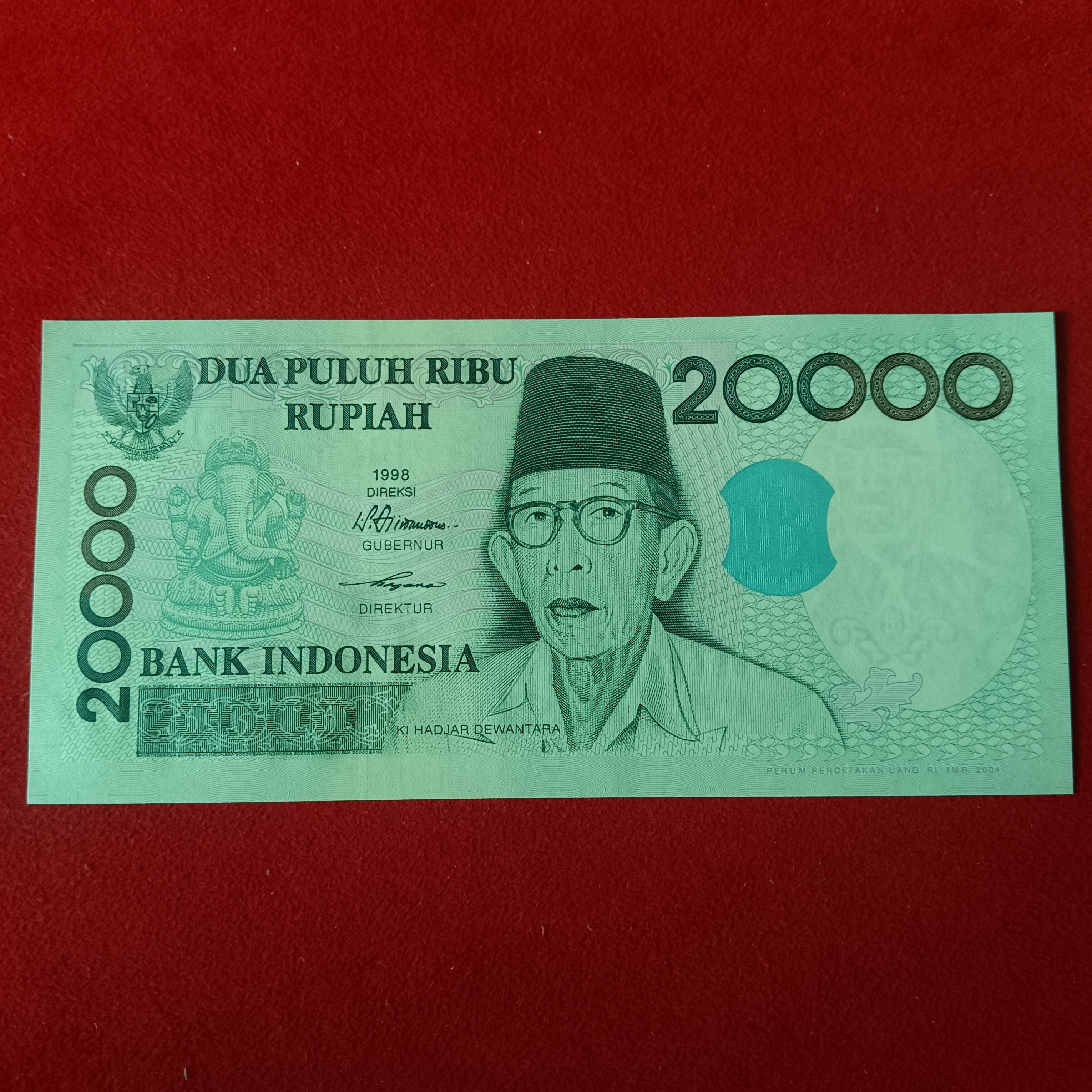 Rare Note 20000 Rupiah Ganesh Ji Green Old Issue Note Bank of Indonesia Gem Bunc Condition Note