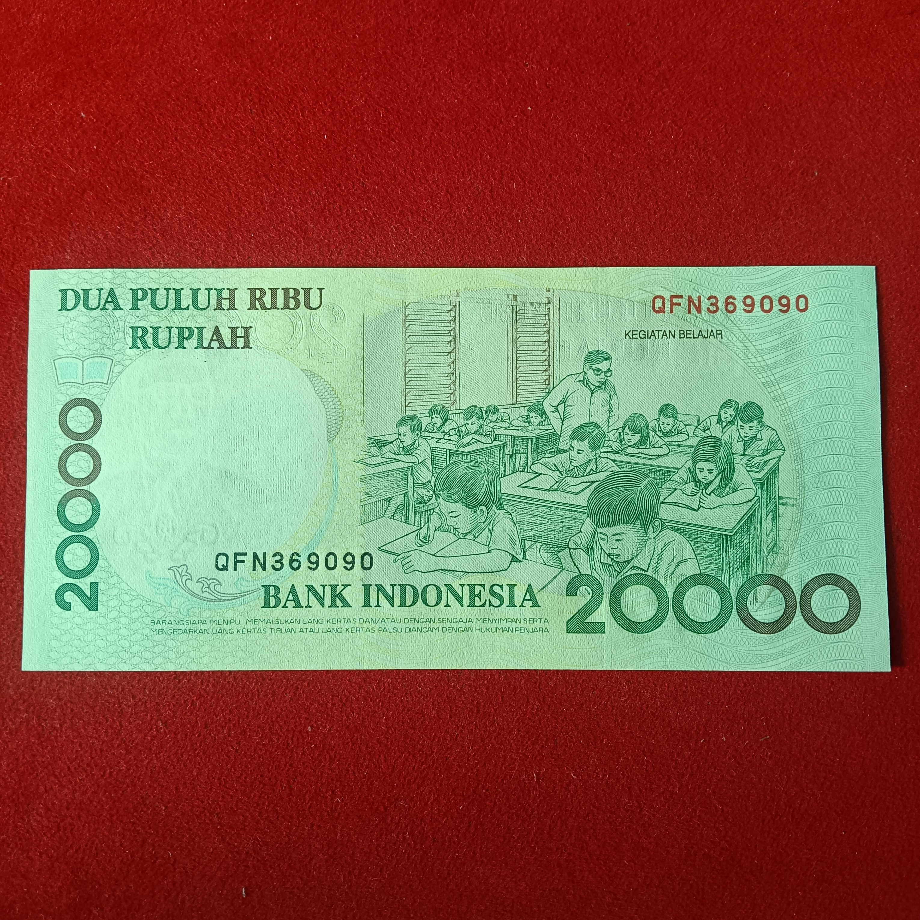 Rare Note 20000 Rupiah Ganesh Ji Green Old Issue Note Bank of Indonesia Gem Bunc Condition Note