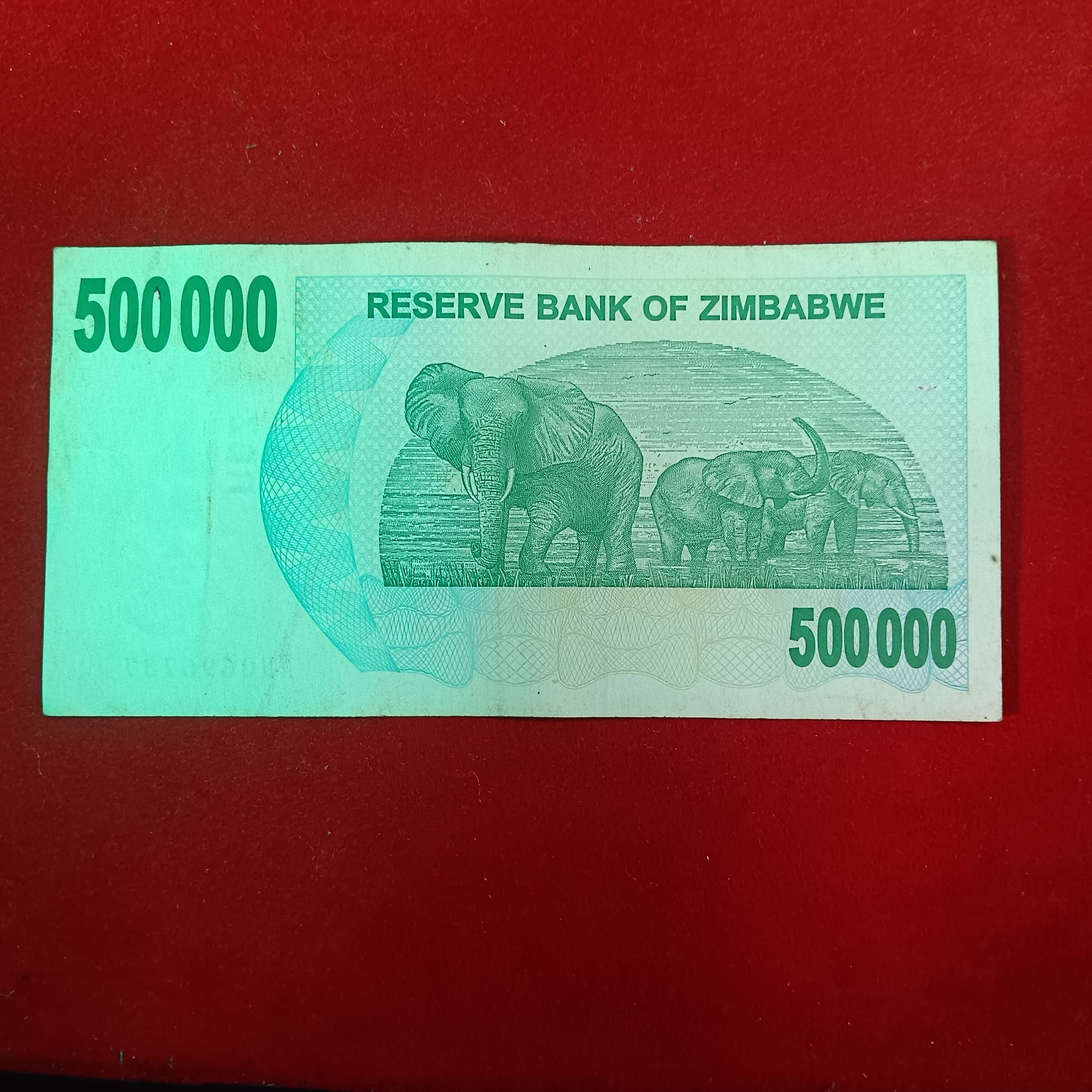 500000 Five Hundred Thousand Dollars Issue Date 1 July 2007 Year Good Condition Note Reserve Bank of Zimbabwe