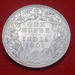One Rupee Silver Coin Victoria Empress Year 1901 Bombay Mint Good Condition